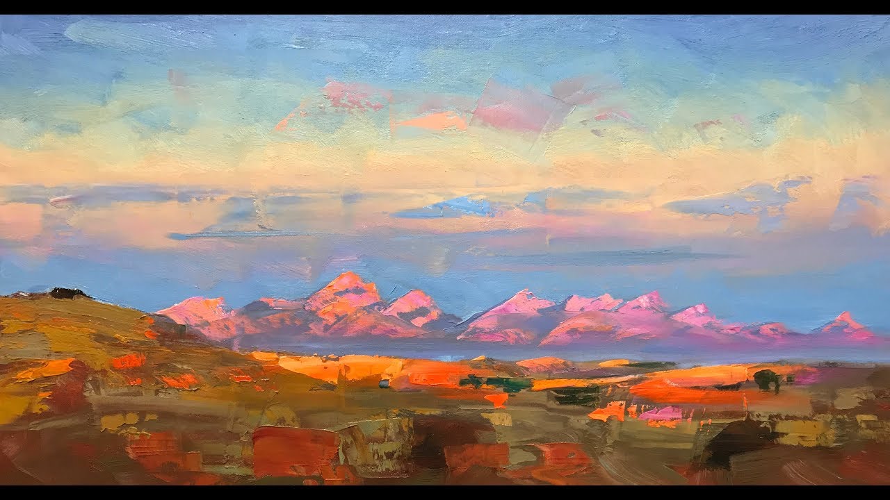 Moutain peaks in pink and blue by Richard Musgrave-Evans