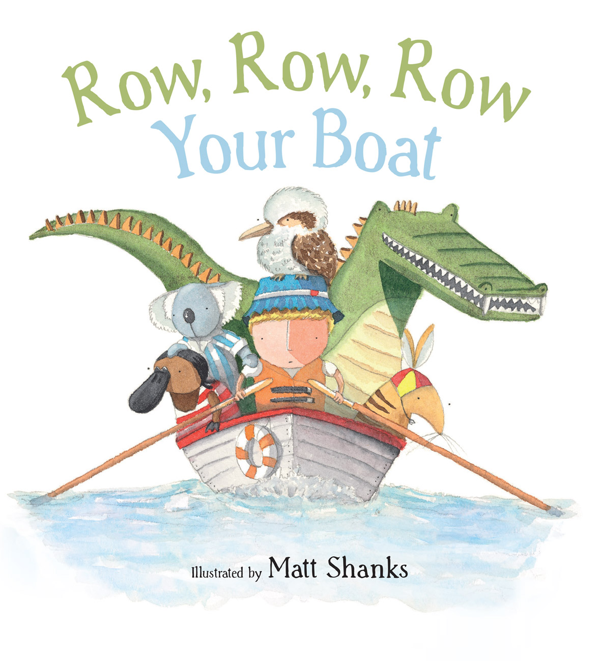 The cover for the picture book, Row Row Row Your Boat by Matt Shanks