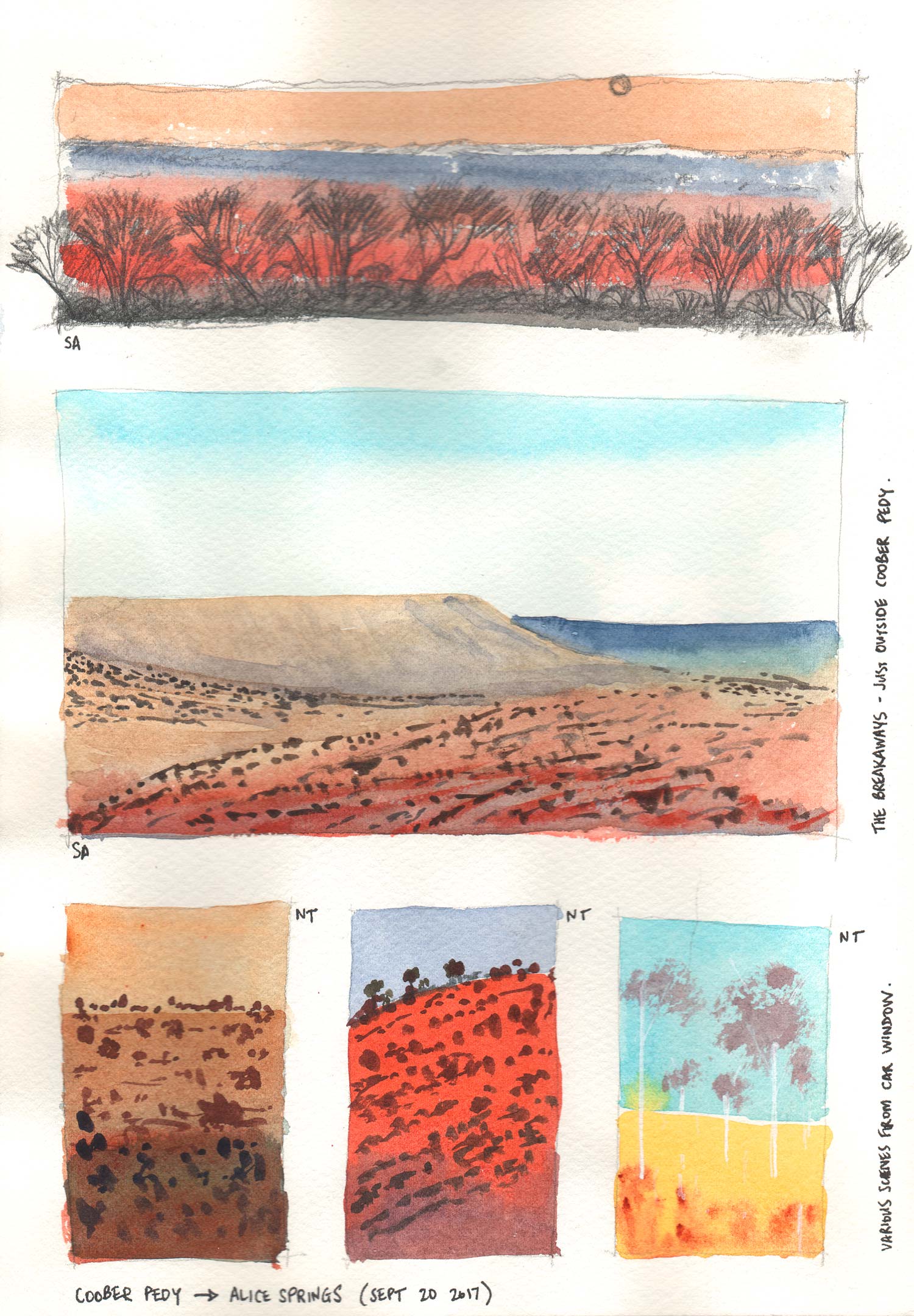 Thumbnail sketches of various landscapes