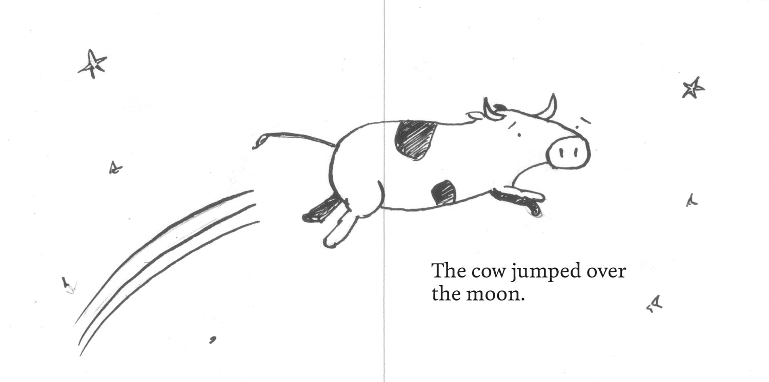 A cow flying through space