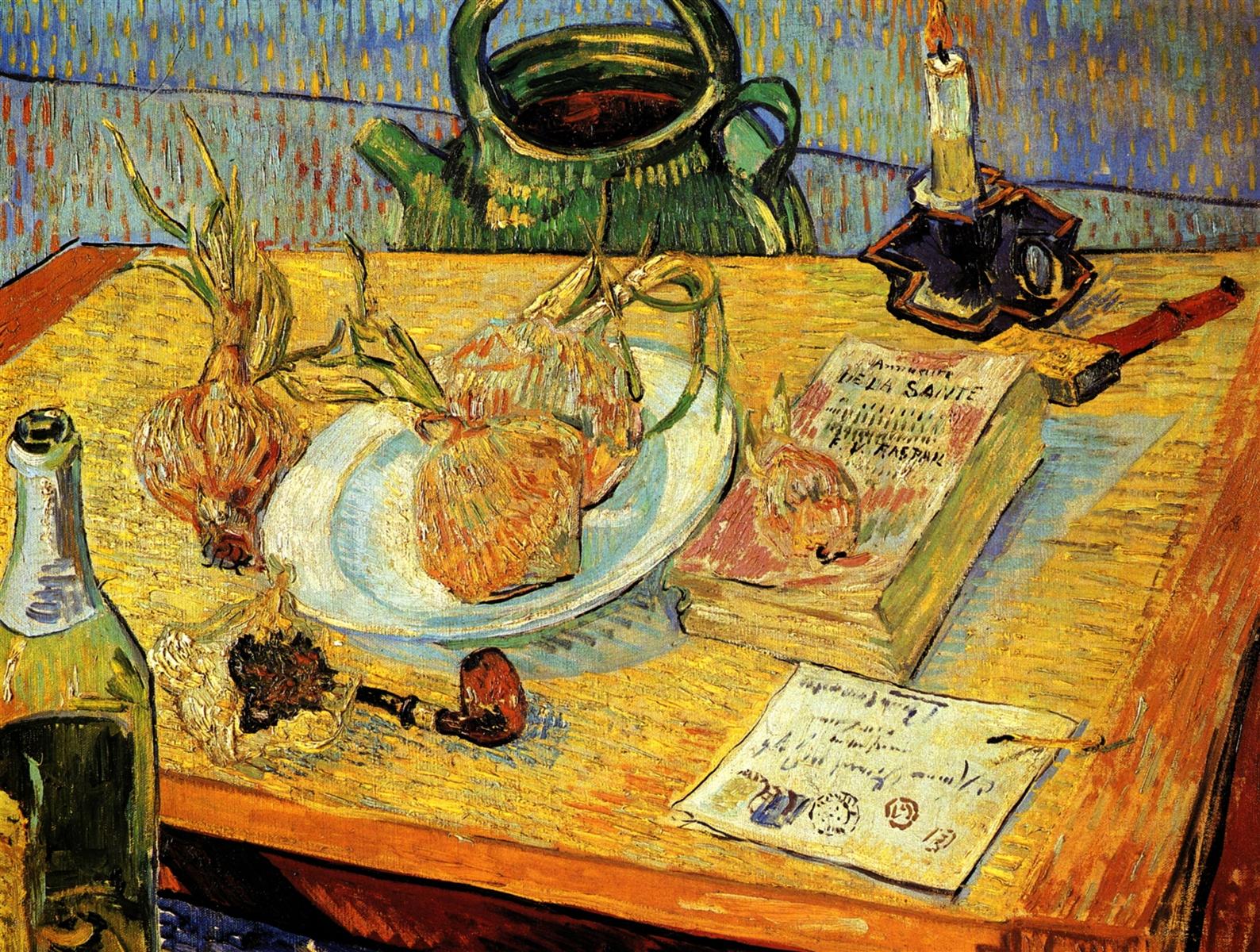 A Still-Life with a Plate of Onions (1889) by Vincent Van Gogh